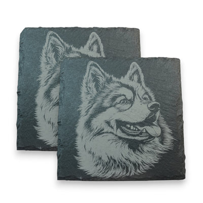 Coaster - Slate - Keeshond - SET OF 2 - Dog