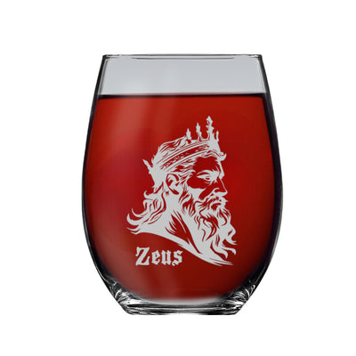 15oz Stemless Wine Glass - Zeus - God of Thunder
