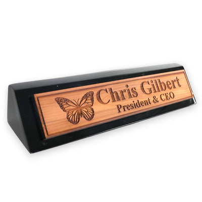 Desk Wedge Name Plate - PERSONALIZED - Butterfly - 11 Inches
