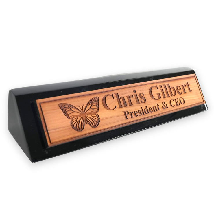 Desk Wedge Name Plate - PERSONALIZED - Butterfly - 11 Inches