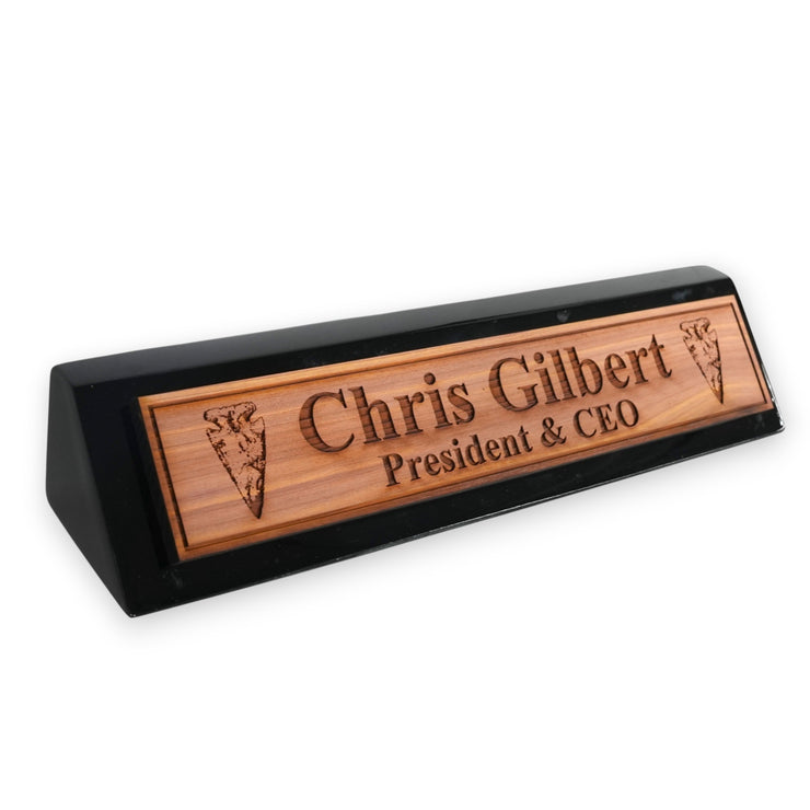 Desk Wedge Name Plate - PERSONALIZED - Arrowhead - 11 Inches