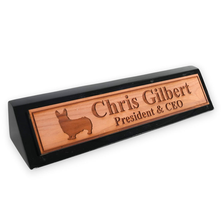 Desk Wedge Name Plate - PERSONALIZED - Corgi - 11 Inches