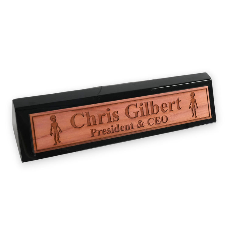 Desk Wedge Name Plate - PERSONALIZED - Alien - 11 Inches