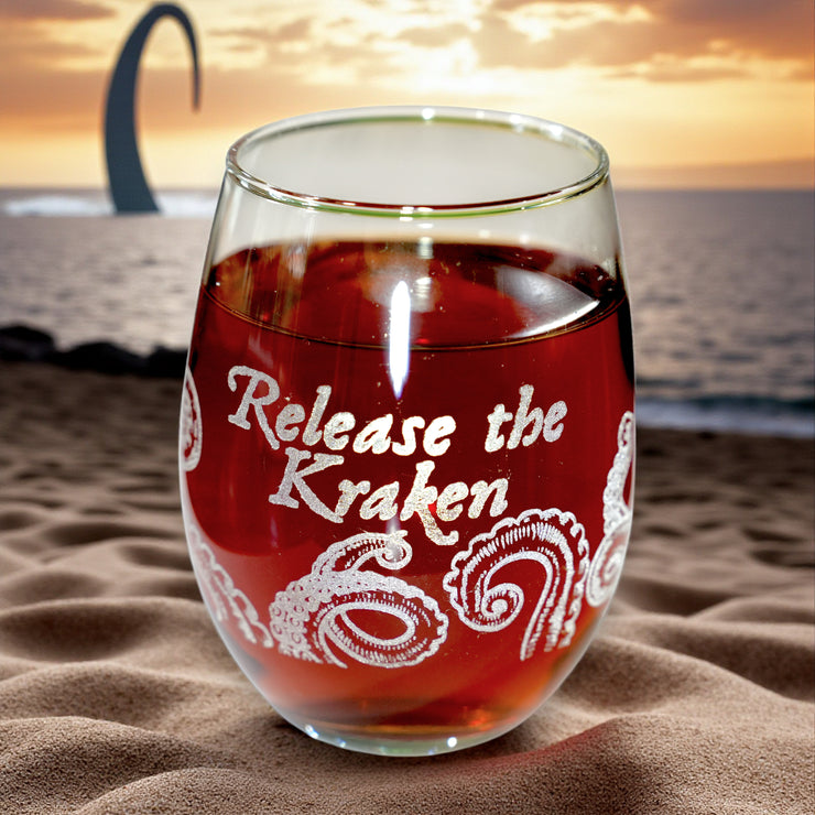 15oz Stemless Wine Glass - Release the Kraken