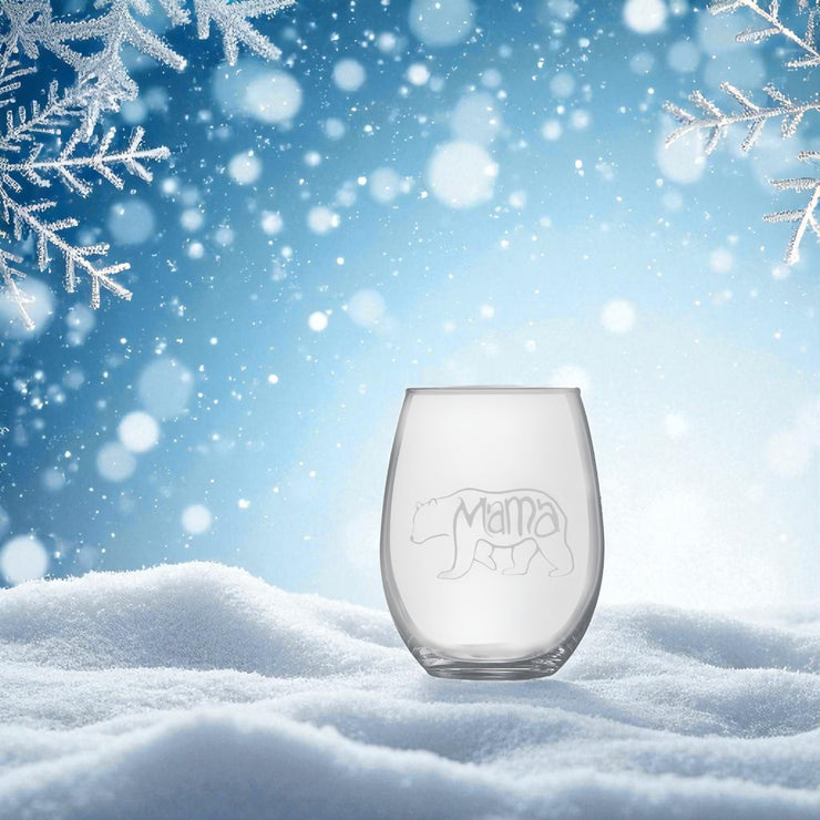 15oz Stemless Wine Glass -  Mama Bear