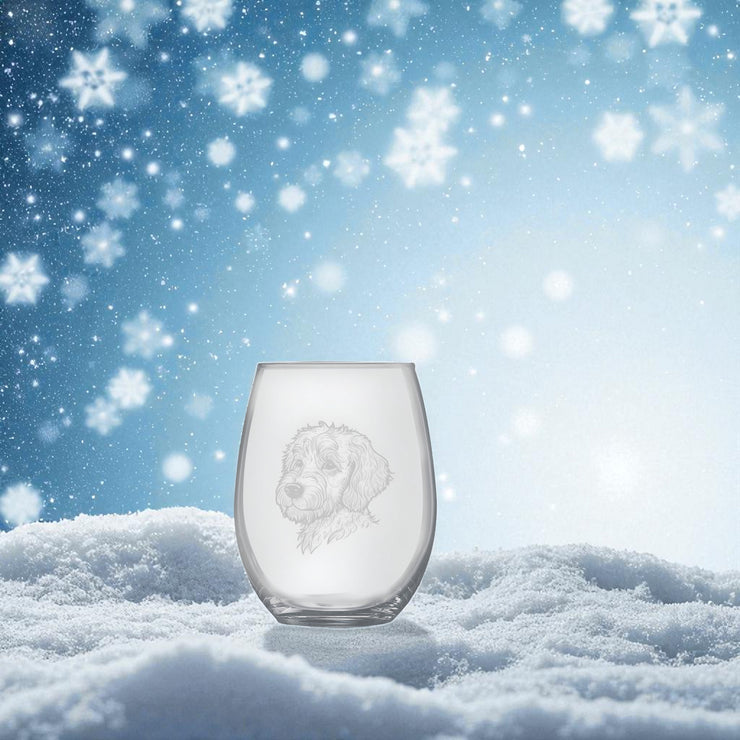 15oz Stemless Wine Glass -   Golden Doodle