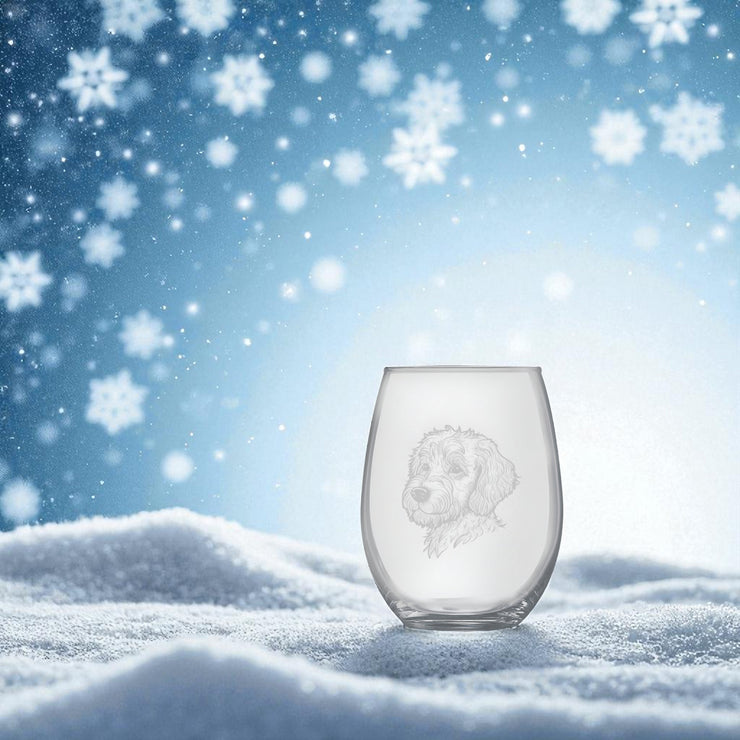 15oz Stemless Wine Glass -   Golden Doodle