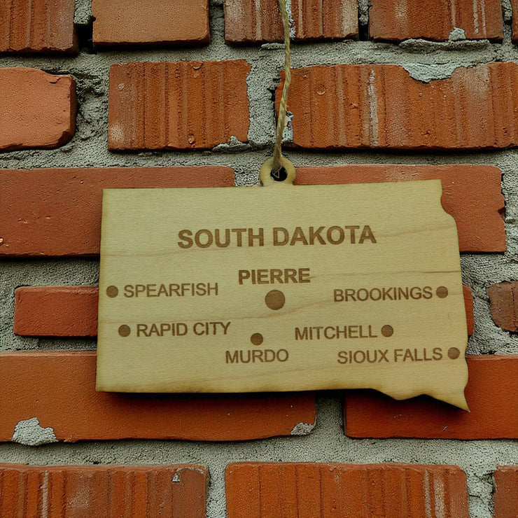 Ornament - CUSTOM - South Dakota State with Cities
