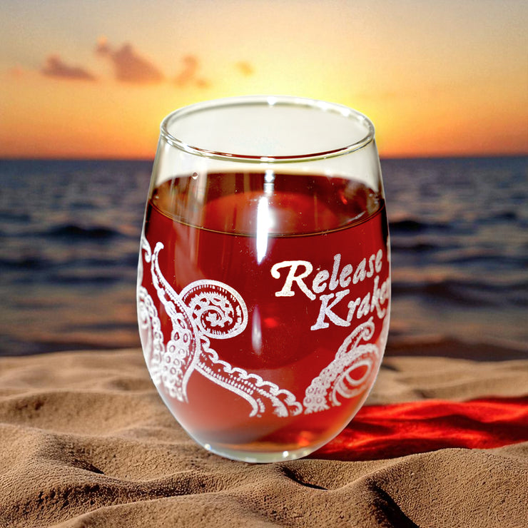 15oz Stemless Wine Glass - Release the Kraken