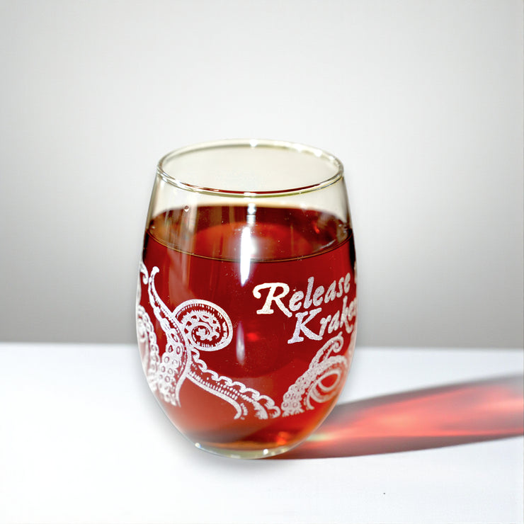 15oz Stemless Wine Glass - Release the Kraken