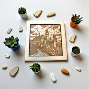 Framed Art - The Castle - 11x11 Inches - Raw wood