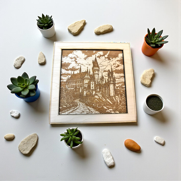 Framed Art - The Castle - 11x11 Inches - Raw wood