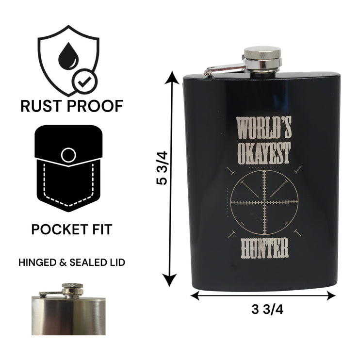8oz BLACK World's Okayest Hunter Flask