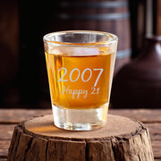 2oz 2007 Happy 21 Shot Glass Birthday