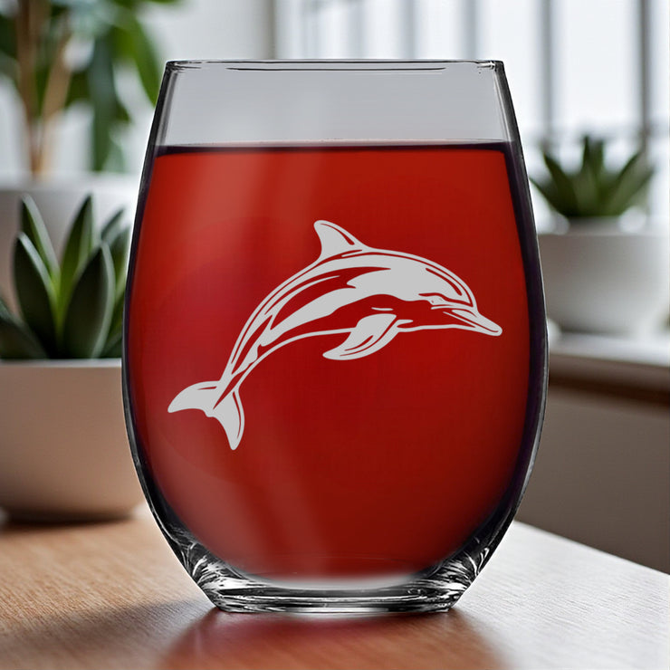15oz Stemless Wine Glass - Dolphin