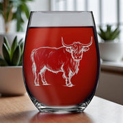 15oz Stemless Wine Glass - Highland Cow