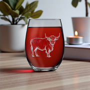 15oz Stemless Wine Glass - Highland Cow