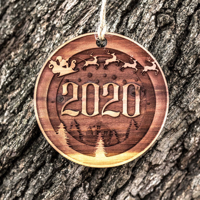2020 Christmas - Raw Cedar Ornament 3x3in