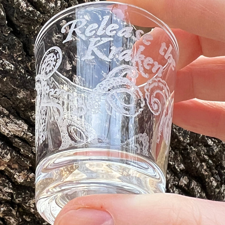 2oz Release the Kraken Shotglass LASER