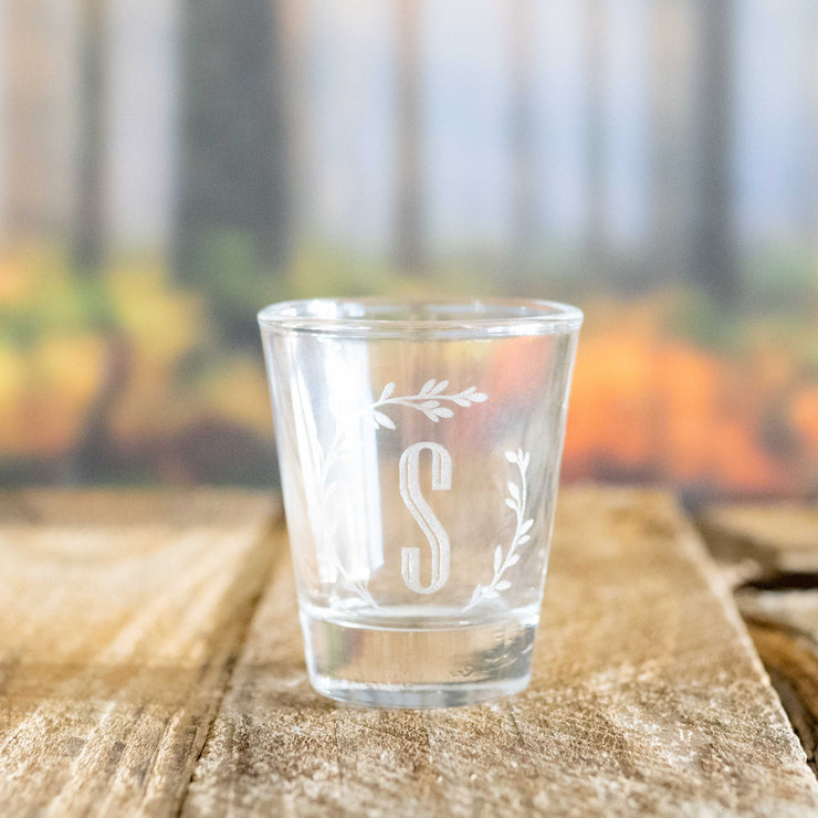 2oz Personalized Branches with Initial Shot glass