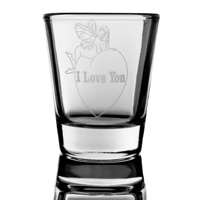 2oz I Love You with faerie on heart Shot Glass Fairy
