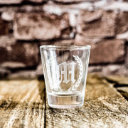 2oz Personalized Laurel with Initial Custom Shot glass