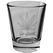 2oz Pot Leaf Go Green Shot Glass
