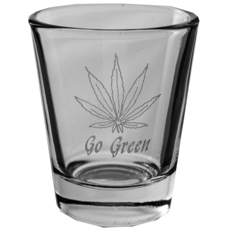 2oz Pot Leaf Go Green Shot Glass