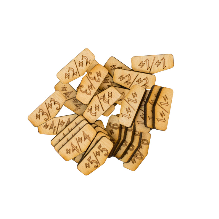 30 Game Counters +7 thru +12 1"x.5"