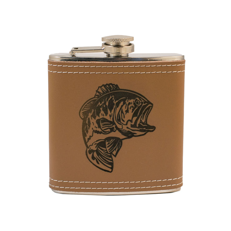 6oz Bass Leather Flask KLB