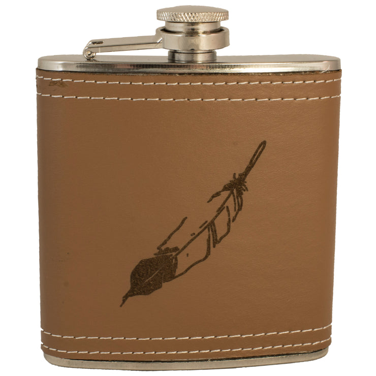 6oz Feather Leather Flask KLB