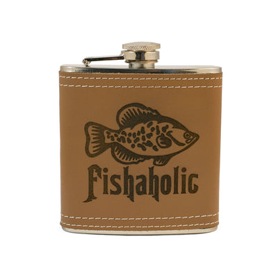 6oz Fishaholic Leather Flask KLB