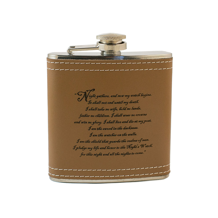 6oz Night Gathers Leather Flask
