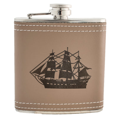 6oz Ship Leather Flask KLB