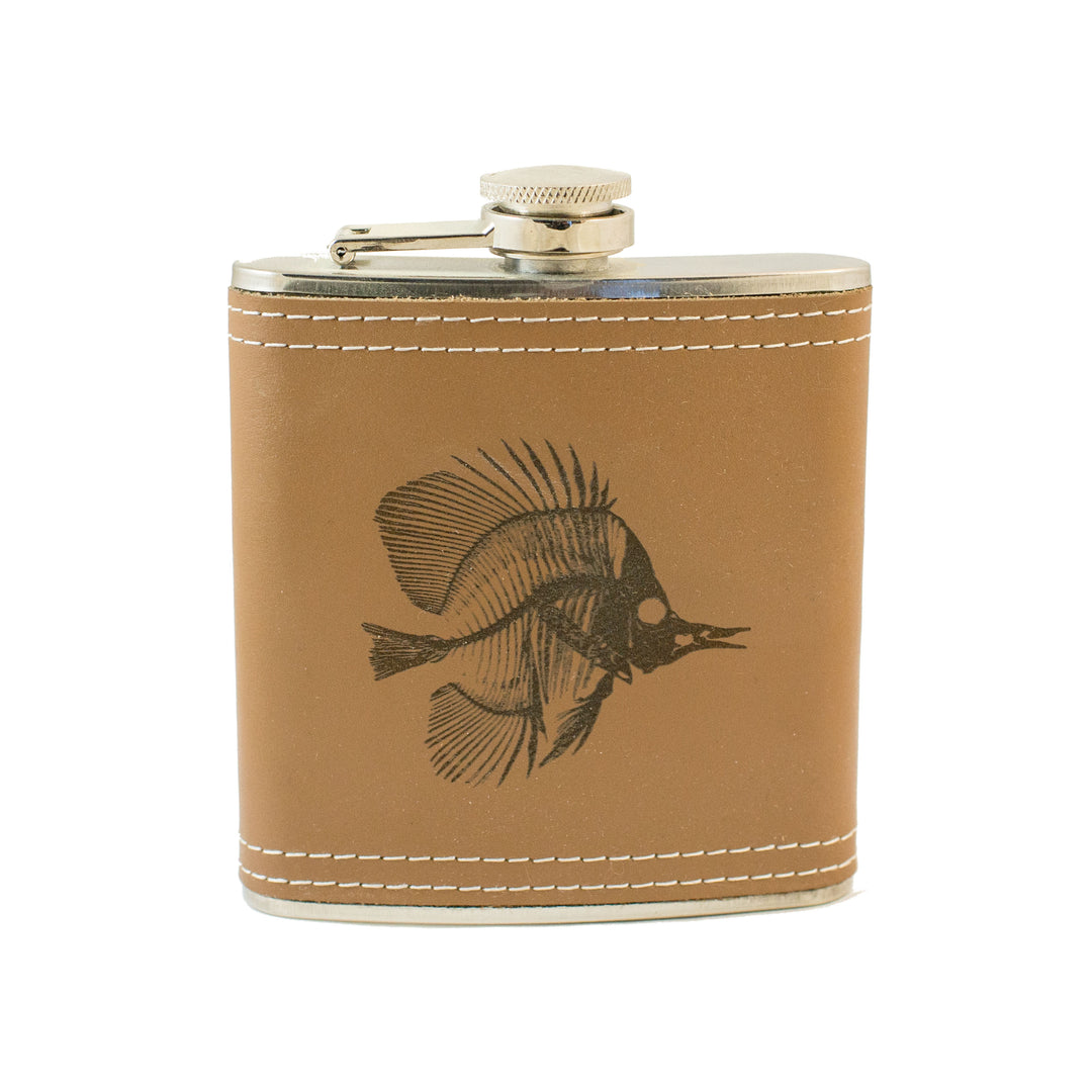 6oz Tropical Bone Fish Leather Flask 6oz Tropical Bone Fish Leather Flask