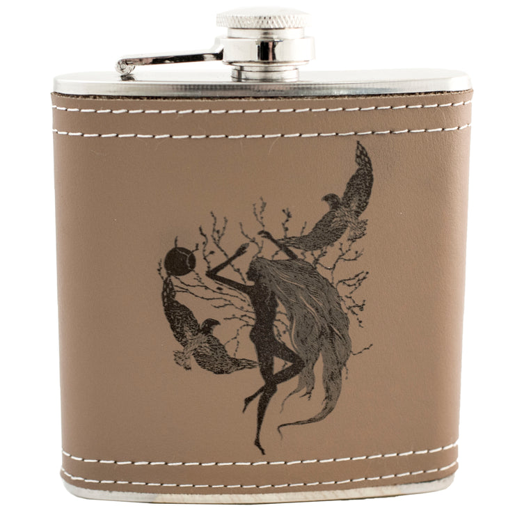 6oz Whispering Winds Leather Flask KLB