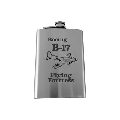 8oz B-17 Flying Fortress Stainless Steel flask Laser