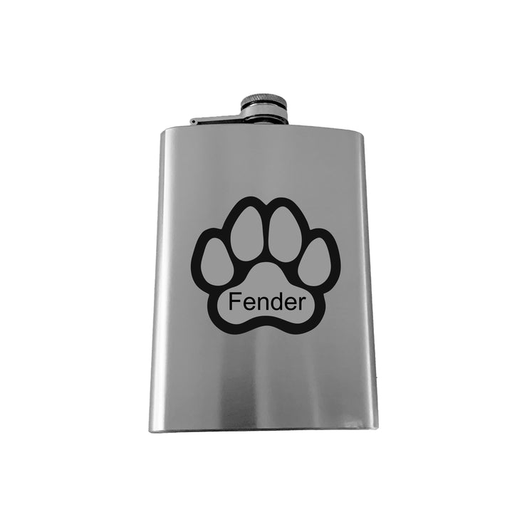 8oz Custom Dog Paw Print with your Pup's Name SS Flask