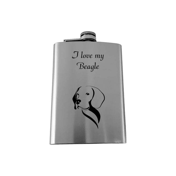8oz I love my Beagle Stainless Stainless Steel Flask