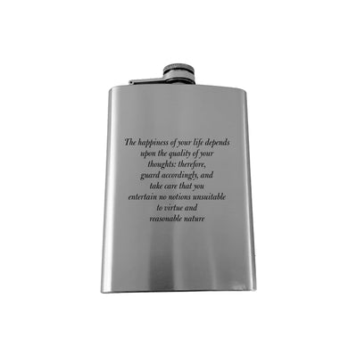 8oz The Happiness of your life Marcus Aurelius SS Flask