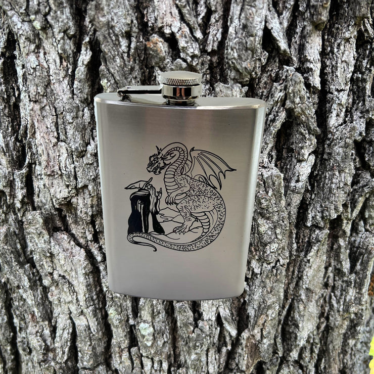 8oz Wizard and Dragon Stainless Steel flask