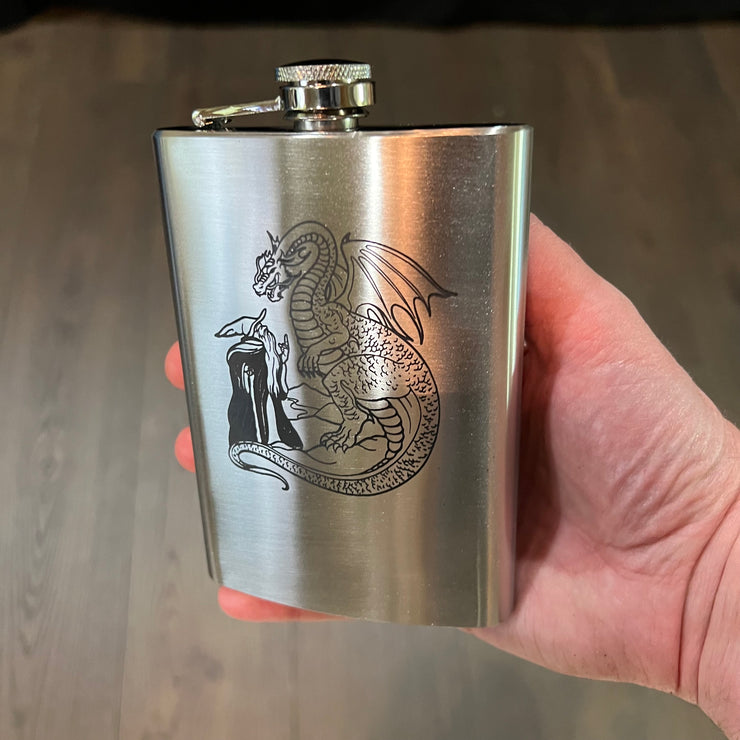 8oz Wizard and Dragon Stainless Steel flask