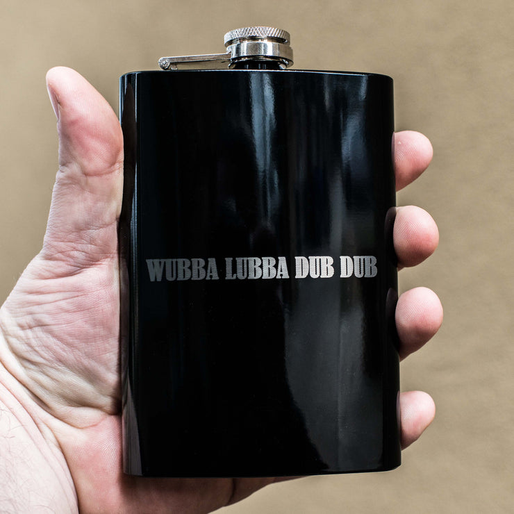 8oz Black Wubba Lubba Dub Dub Flask