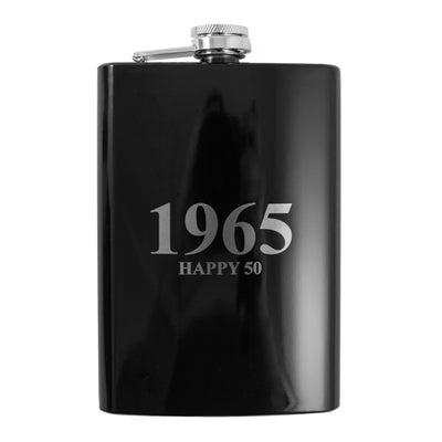 8oz BLACK 1965 Happy 50 Flask