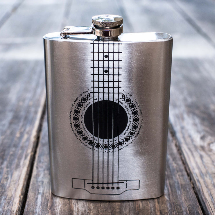 8oz Acoustic Guitar Stainless Steel Flask