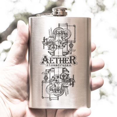 8oz Aether Steamdrunks Stainless Steel Flask