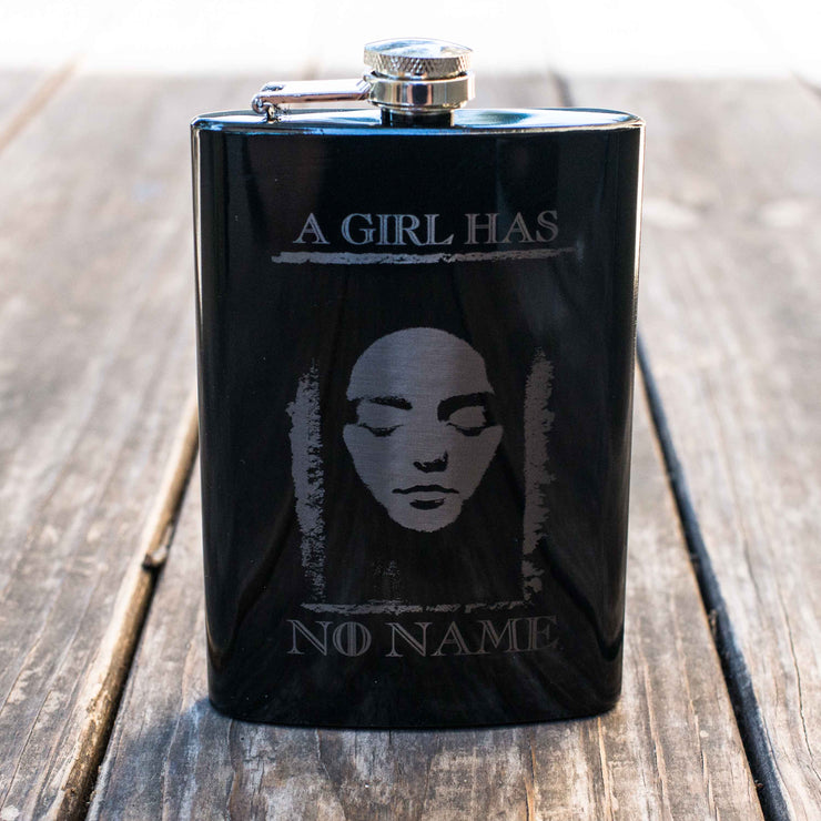 8oz BLACK A Girl Has No Name Flask