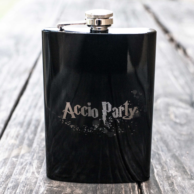 8oz BLACK Accio Party Flask