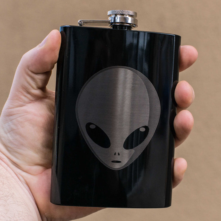 8oz BLACK Alien Flask