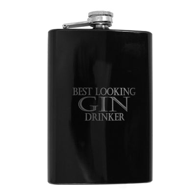 8oz BLACK Best Looking Gin Drinker Flask